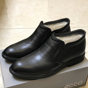 爱步ecco男鞋冬季新款商务正装皮鞋男真皮百搭加绒保暖高帮鞋棉鞋