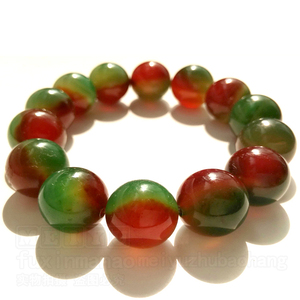 天然玛瑙手链红绿玛瑙孔雀玛瑙西瓜石圆珠手串12-14-16mm男女情侣