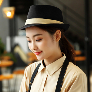礼帽卷边帽英伦风服务员工作帽咖啡奶茶餐饮店员工装帽子男女定制