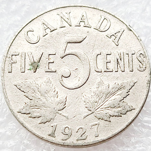 加拿大 1927年 5分镍制硬币 21mm 枫叶 乔治五世 收藏品