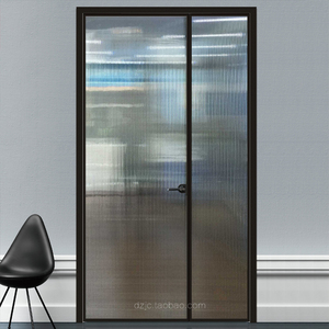 子母对开门极窄钛镁铝合金钢化玻璃卫生间洗手间厨房厕所平开门