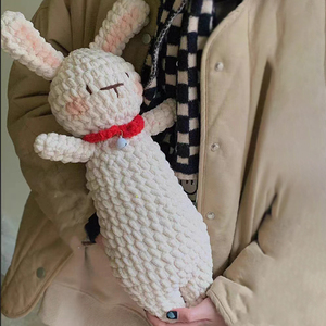 纯手工钩织冰条线兔子猫条玩偶diy编织材料包安抚娃娃送女友闺蜜