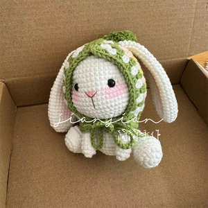 可爱手工编织垂耳兔玩偶祖母格diy材料包自制毛线车载装饰礼物