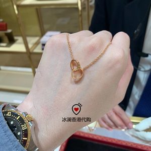 香港专柜代购cartier卡地亚love双环项链女18k玫瑰金环环相扣正品