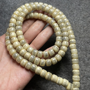 天然炸纹牛骨108颗佛珠桶珠手链 饰品念珠做旧猛犸骨炸纹驼骨8*10