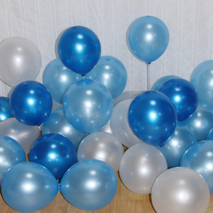 加厚珠光深蓝浅蓝白色蓝色渐变系水晶色气球组合生日派对装饰布置