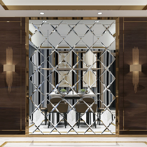艺术玻璃拼镜背景墙菱形拼花餐厅客厅背景墙装饰欧式茶镜银镜灰镜