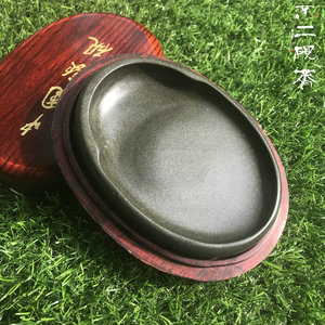 中国歙砚 济源古坑金花鱼籽纹 腰圆砚台 素砚 实用砚台实用包邮