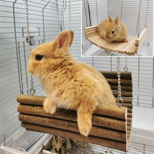 侏儒兔子玩具实木秋千磨牙树枝荷兰猪龙猫攀爬玩具平台悬挂吊床