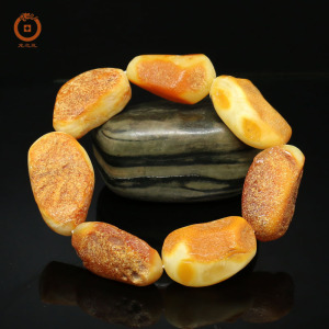 天然丹麦海漂琥珀蜜蜡原籽原皮留皮随形文玩时尚手串手链男款