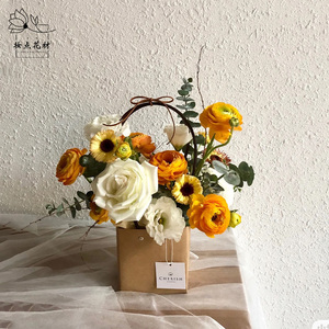 插花牛皮纸袋手提袋