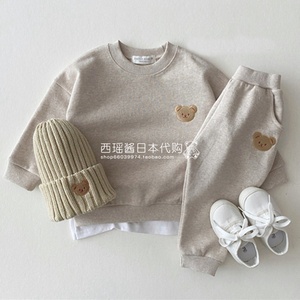 日本代购GP婴幼童纯棉小熊卫衣秋冬季运动套装宝宝休闲卡通两件套
