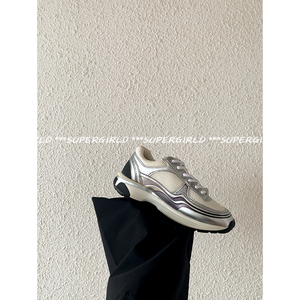 SUPERGIRL12.29新/高品质，巨舒服~小香风运动鞋女银色厚底老爹鞋