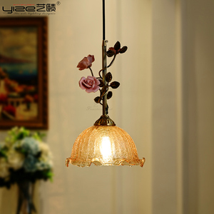 全铜法式床头吊灯氛围玫瑰花朵小吊灯创意个性复古艺术现代餐厅灯