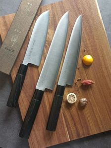 日本制藤次郎tojiro禅黑色日式三德刀牛刀主厨刀家用切菜切肉刀具