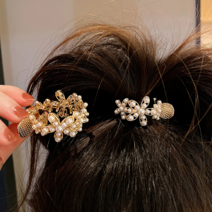 高马尾抓夹女夏季珍珠丸子头发夹后脑勺盘发神器发卡鲨鱼夹头饰