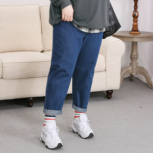 胖人穿的宽松直筒牛仔裤2021年秋季260斤大码梨形休闲长裤显腿直