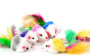九命猫|彩色/长条尾巴毛绒小老鼠 猫咪玩具逼真老鼠 颜色随机
