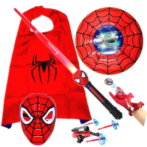 儿童蜘蛛侠面具万圣节道具舞会扮演六一发射器手套披风声光剑玩具