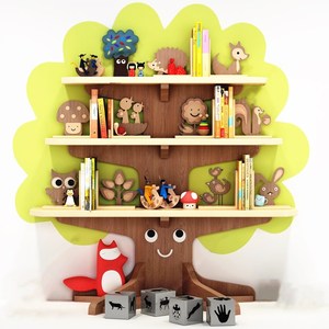 大师设计创意树形书架隔板书柜幼儿园学校环创区角墙面展示陈列架