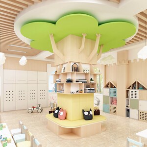 定制幼儿园学校绘本馆大厅包柱子装饰树摆件/大树环创立体树书架