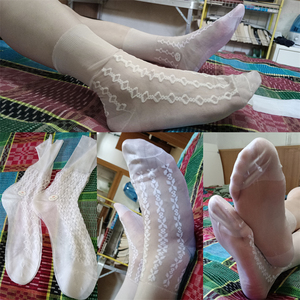 男士锦纶丝袜白色明纹袜子超薄夏季男袜吸汗37-41小码特优质锦纶