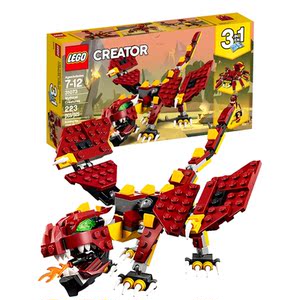 lego乐高创意百变31073红色巨怪喷火飞龙蟒蛇毒蝎子男孩积木拼装