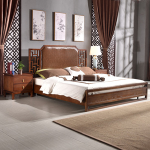 新中式实木双人床1点8米现代简约板式床经济型卧室家具床主卧古典