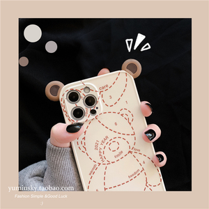 立体耳朵小熊适用iphone11promax苹果12手机壳7/8plus个性xs/xr女