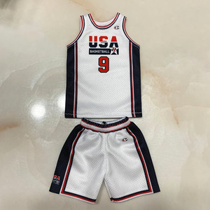 1/6兵人模型服装 enterbay乔丹 皮蓬美国梦一队白色球衣套装非eb