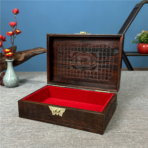 红木首饰盒实木雕花印章盒老挝大红酸枝文玩手串珠宝收纳盒子带锁