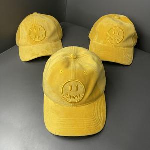 drewhouse笑脸刺绣金丝灯芯绒鸭舌帽ins潮drew棒球帽男女帽子潮牌