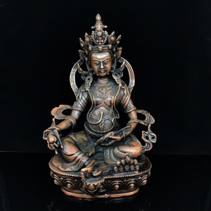 复古纯铜黄财神佛像密宗黄财神尼泊尔护家居装饰工艺品铜器摆件