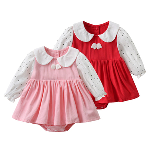百天女宝宝衣服甜美公主裙婴幼儿秋装ins风包屁裙婴儿长袖连体衣
