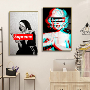 supreme挂画欧美风性感美女潮流女装服装店装饰画潮牌工作室壁画