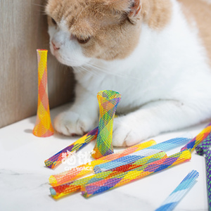 猫玩具弹跳伸缩网管逗猫棒自嗨宠物猫咪小玩具弹力球弹簧猫玩具