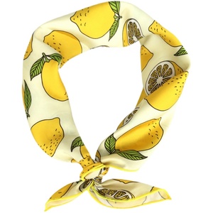 黄色夏季小丝巾女礼品丝巾柠檬印花护颈小领巾发带扎马尾包包装饰