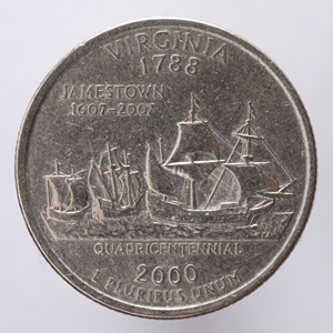 美国25美分州币纪念币弗吉尼亚州复古怀旧纪念币硬币钱币流通品
