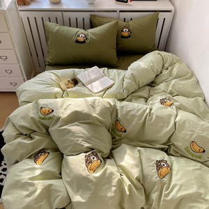 可爱香蕉猴子全棉四件套100纯棉卡通被套床笠床单三件套床上用品4