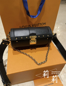 lv/路易威登女包 新款papillon巴比龙水波纹黑圆筒桶包斜挎m58655