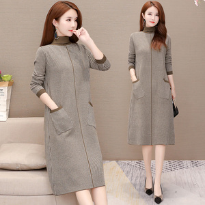 大码女装京东购物商城官网唯品会针织连衣裙秋冬今年流行毛衣裙子