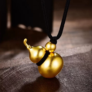 中国黄金 古法足金葫芦吊坠磨砂工艺厚壁空心节日送礼