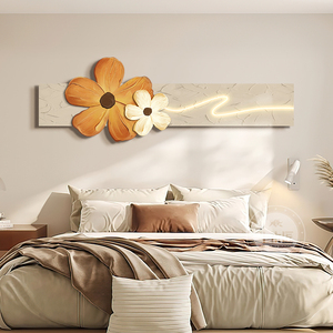 北欧简约卧室装饰画ins奶油风温馨主卧床头壁画抽象花卉客厅挂画