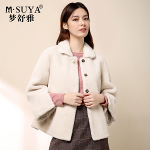 梦舒雅上衣羊剪绒毛呢外套女2020秋冬季新款颗粒短款保暖显瘦