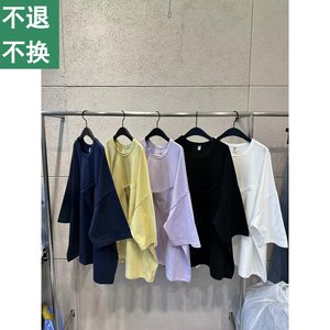 EASY WAVES 韩国东大门代购 慵懒宽大单口袋纯色圆领休闲T恤上衣