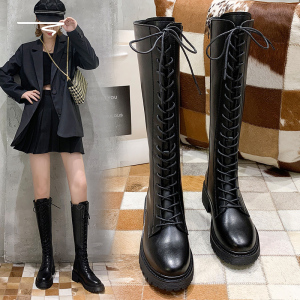 长筒靴子女中筒靴2022年新款英伦风马丁高筒骑士网红瘦瘦过膝长靴