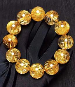 三姐弟天然金发晶手链女金钛晶发金水晶巴西黄发晶黄水晶石手串男