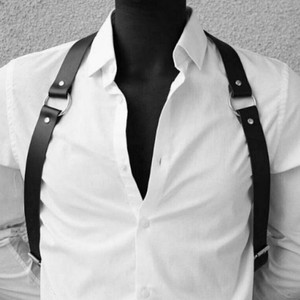 欧美复古皮革背带肩带肌肉男绅士雅痞个性吊带裤夹子夜店酒吧秀服