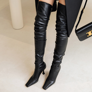 00百变1990淘宝2014秋冬新款弹力靴白色长靴包腿显瘦长靴子过膝女靴