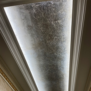 金箔墙纸手工抓邹纹银箔壁纸客厅天花吊顶香槟银做旧裂纹复古银色